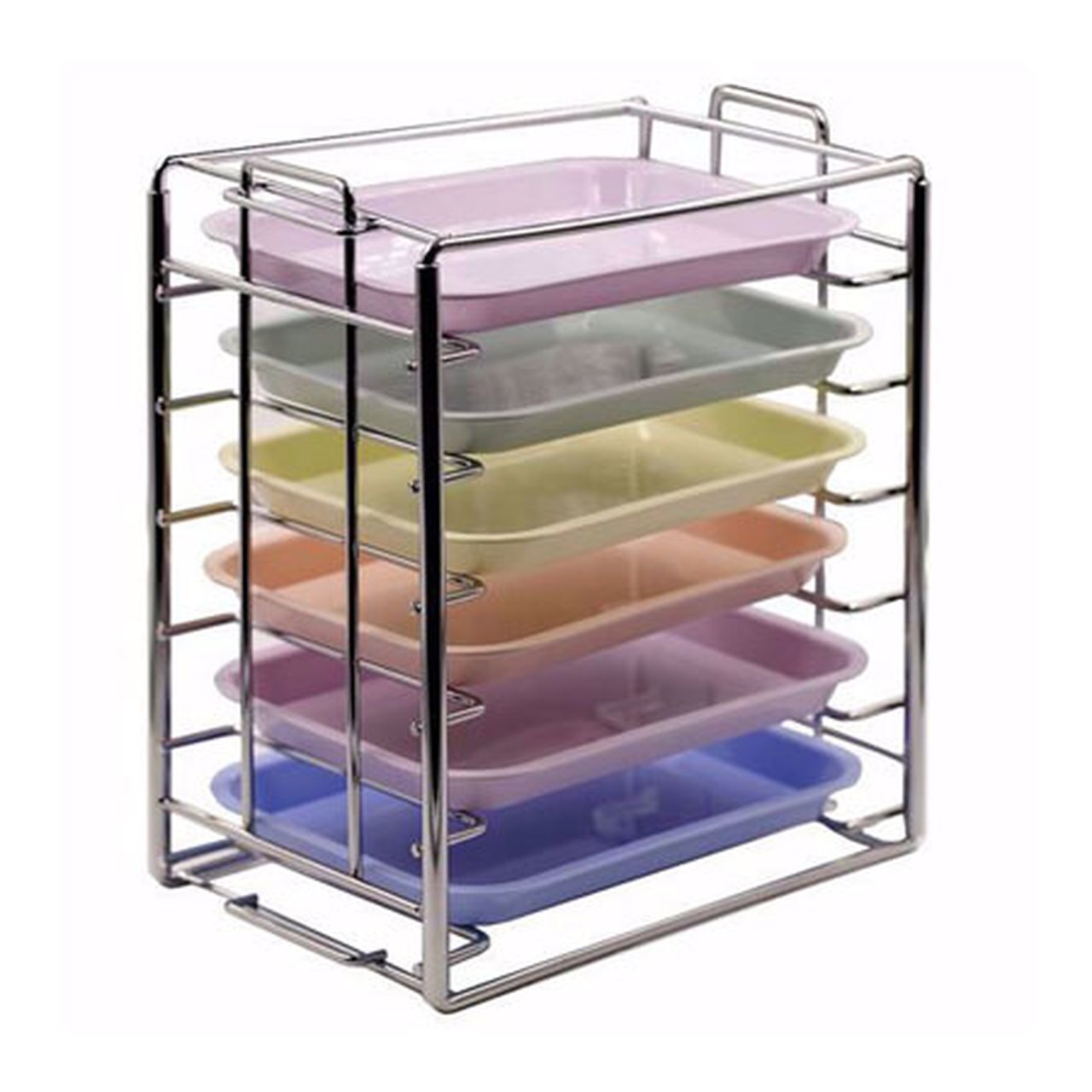 Tray & Lid Organizer Rack Stackable, Capcity:8 Trays #B