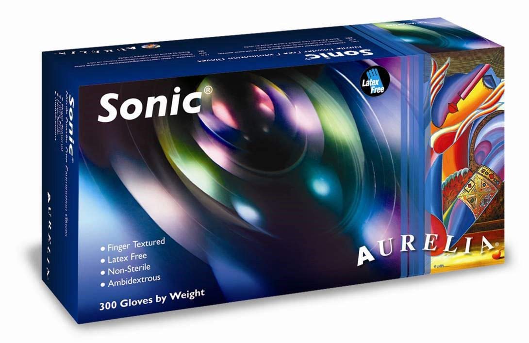 Sonic 300/Box, Large Size, Exam Nitrile Gloves Powder Free - Aurelia PPE